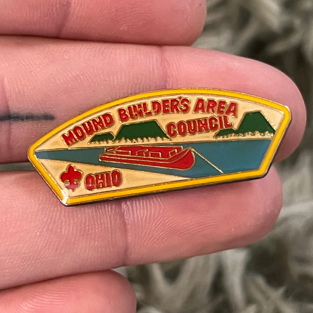 VTG‎ Boy Scouts Mound Builders Area Council Ohio Pin OS Enamel Red Blue USA BSA